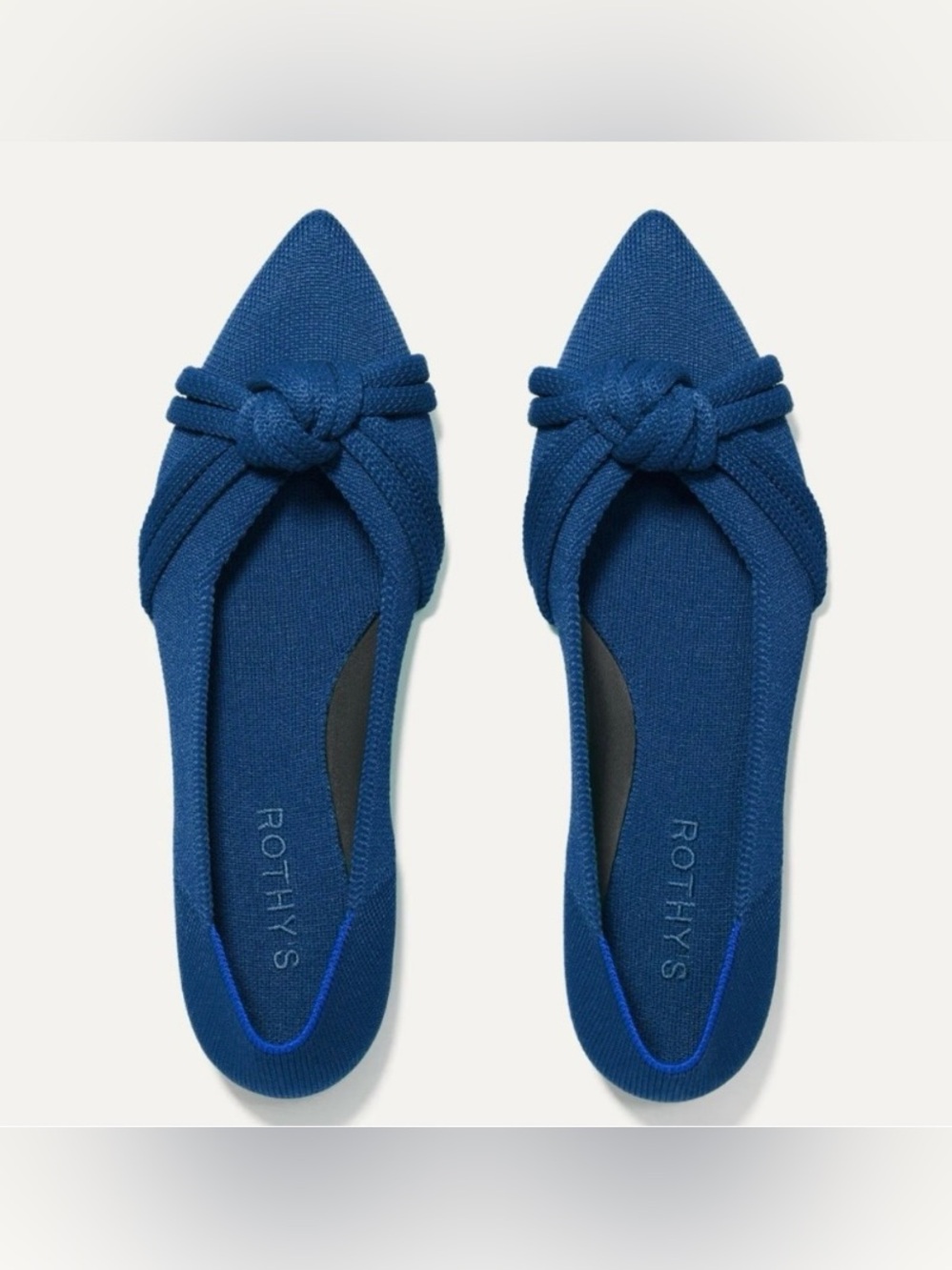 Rothy’s The Knot Point II Pointed Toe Flat, Ocean Blue, Sz 7